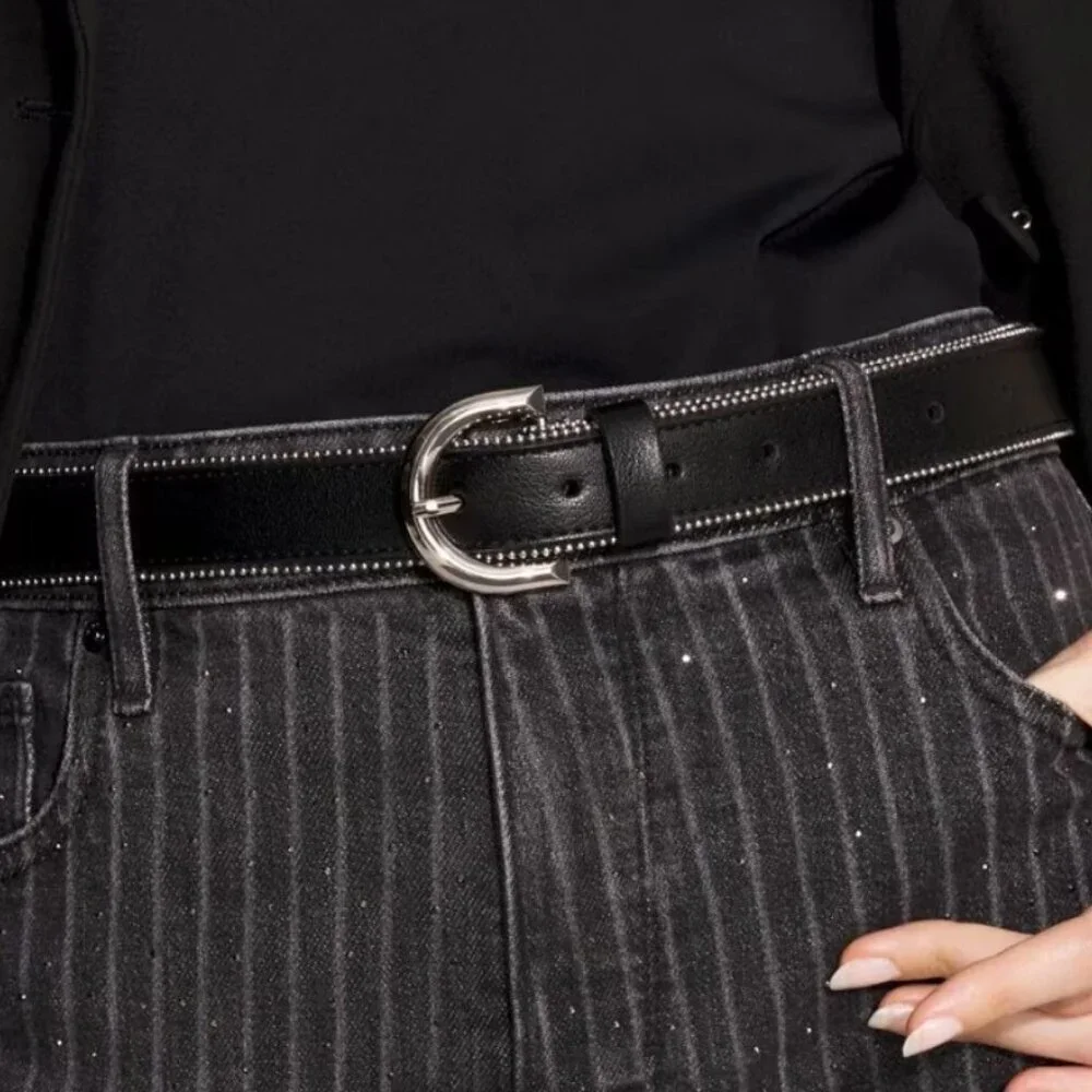 White House Black Market Ball Chain Trimmed Belt S NWT